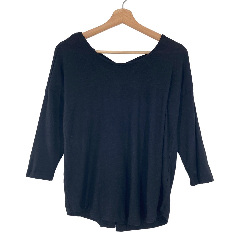 Bobeau Brushed Knit Cross Back Lace Trim Tee Nordstrom